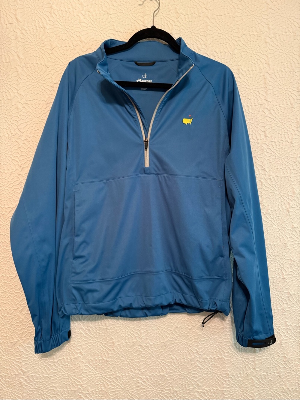 Official Masters Tournament Tech Blue 1/4 Zip Golf Pullover with Yellow Logo, M